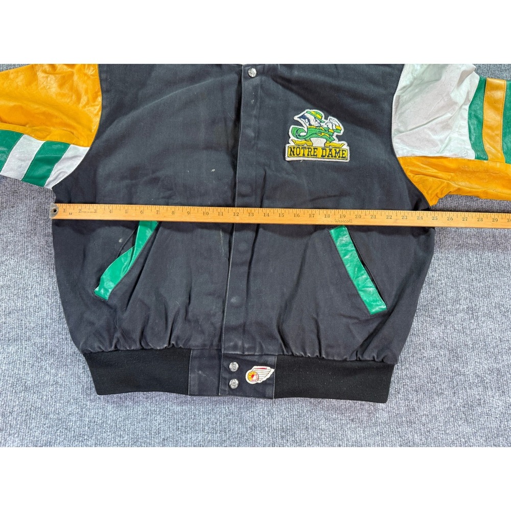 Jeff Hamilton Notre Dame Fighting Irish Varsity Jacket Mens Large Black Leather - Picture 9 of 16